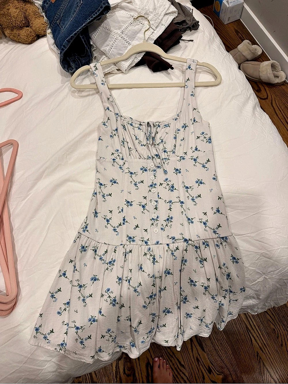 Wild Fable Blue Floral Tie-Front Mini Dress